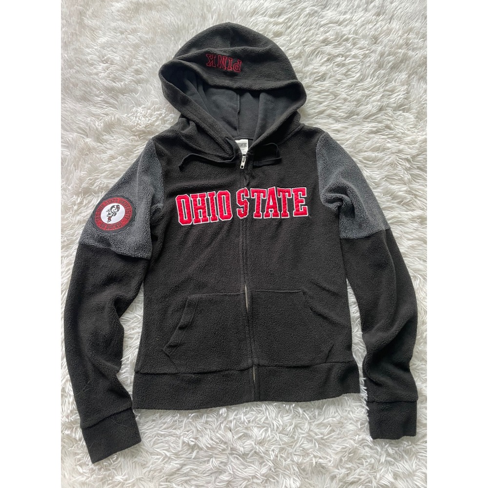PINK Ohio State University Buckeyes Fleece Zip Up Hoodie